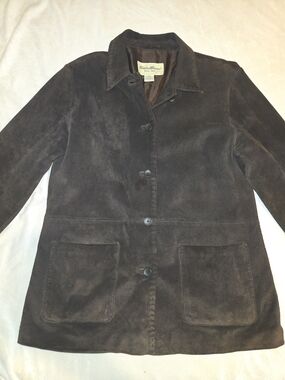 Vintage Eddie Bauer Women's Brown Suede Button-Front Coat